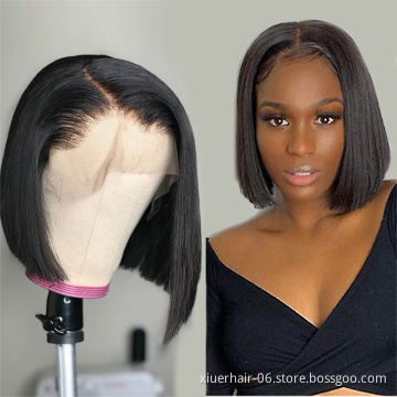 Soft Beauty Ready Stock Wholesale Ombre Afro Bangs Virgin Remy Lace Front Wig Human Hair 100% Brazilian with Baby Hair